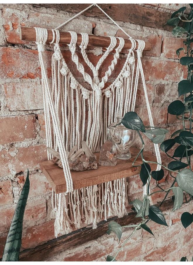 Antikiano - Wooden Wall Shelf, Macrame Shelf, Living Room Decor, Stand Bookshelf. - Image 1