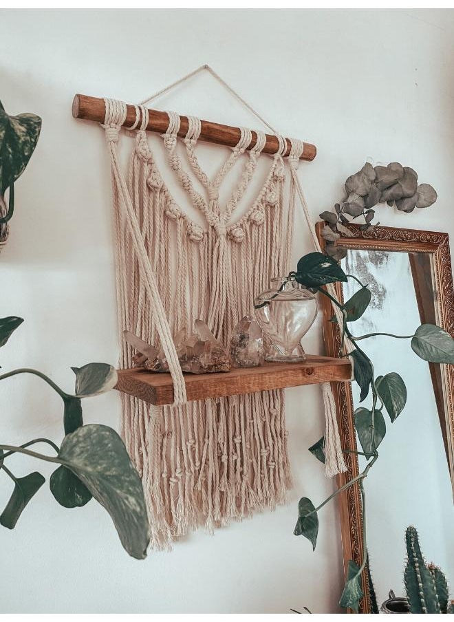 Antikiano - Wooden Wall Shelf, Macrame Shelf, Living Room Decor, Stand Bookshelf. - Image 1