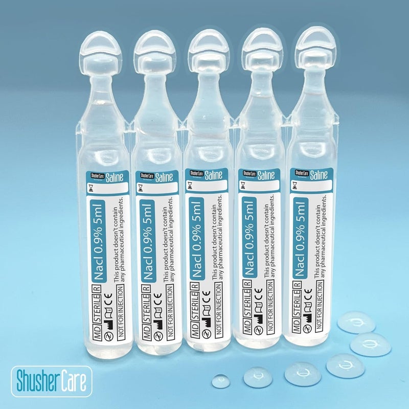 Shusher Care 20ct Saline Solution Ampoule (5ml) 0.9% NaCl | Moisturize Sinuses | Refill Nebulizer | Safe for Newborns to Adults | Normal (Isotonic) Saline | Drug Free | Preservative Free | (0.16 fl oz) - Image 5