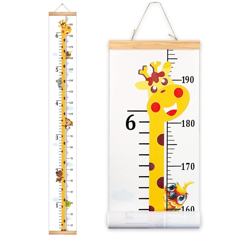 MIBOTE Baby Growth Height Chart Handing Ruler Wall Decor for Kids, Canvas Removable Height Growth Chart 79" x 7.9" (Giraffe) - Image 1