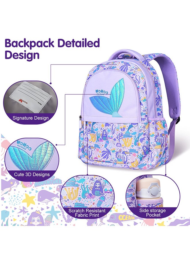 Nohoo Kids 16 Inch School Bag with Lunch Bag Combo Mermaid - Purple - Image 5