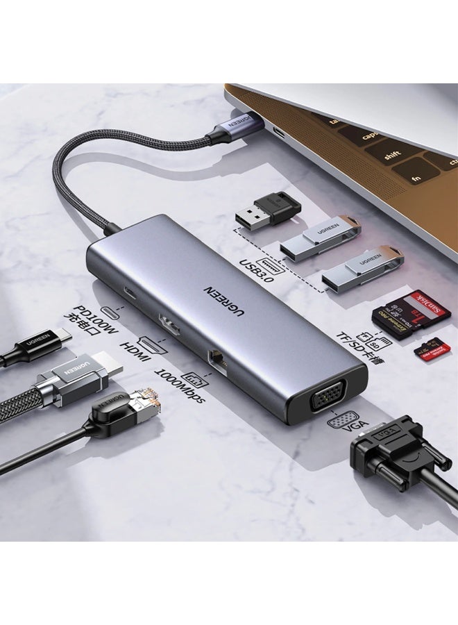 يو جرين USB-C Multifunction Adapter 9-in-1 Support HD Display For Windows/macOS 4K 30Hz - Image 2