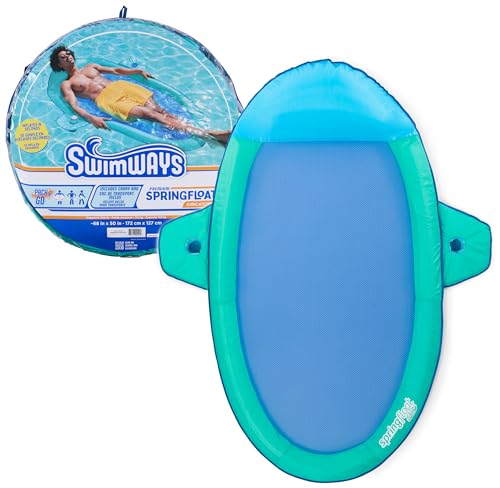 SwimWays Spring Float Premium Suncatcher Pool Lounger for Swimming Pool Inflatable Pool Floats Adult with Fast Inflation for Ages 15 Up Aqua - Image 1
