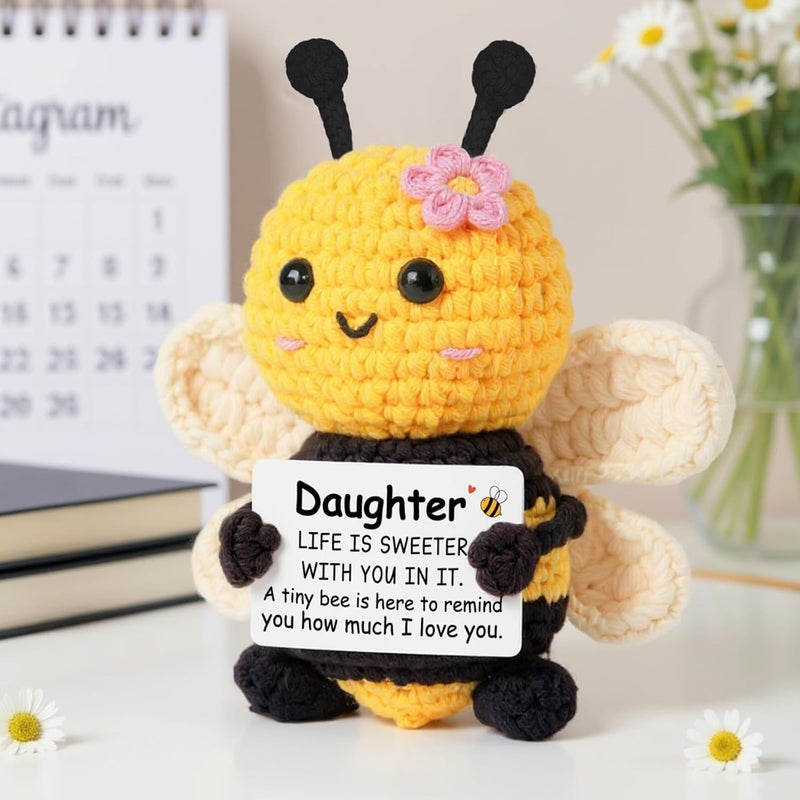 Gleevera Valentines Day Gifts for Daughter Ideas, Daughter Gifts from Mom Dad - Cute Handmade Crochet Bee - Birthday Graduation Mothers Day Present for Girls, Emotional Support Animal Present - Image 5