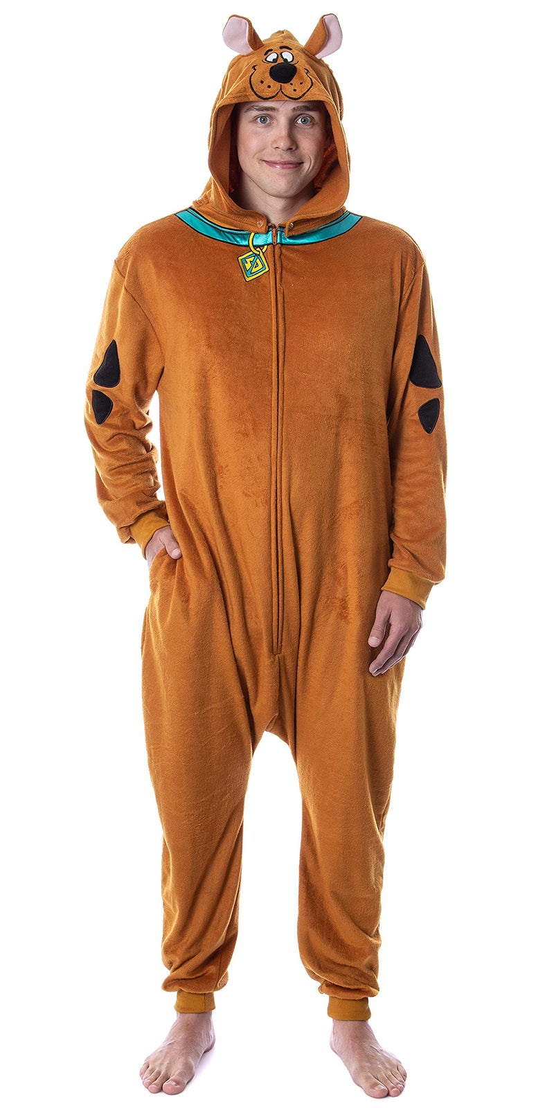 INTIMO ScoobyDoo Mens Hooded Costume Sleep Pajama Union Suit Outfit SmallMedium Brown - Image 2