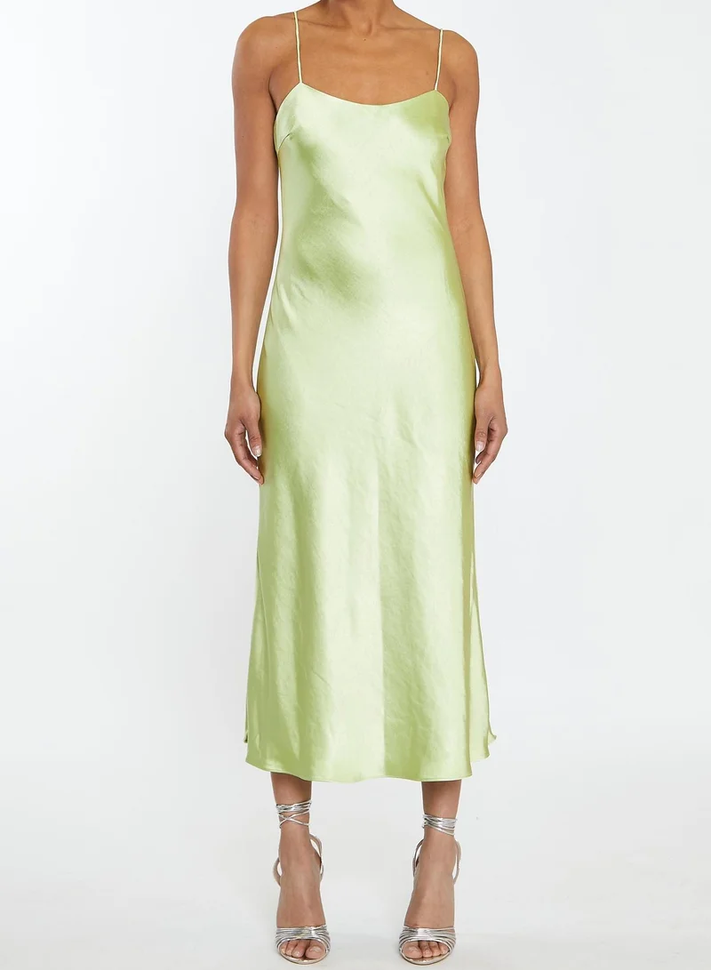 ترو ديكادينس Delphine Soft Lime Midi Satin Slip Dress