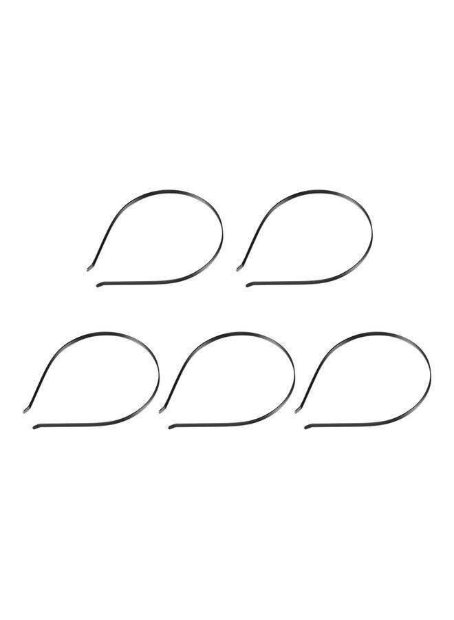 NIBEMINENT 5-Piece Stainless Steel Hair Hoops Metal Headband Black 