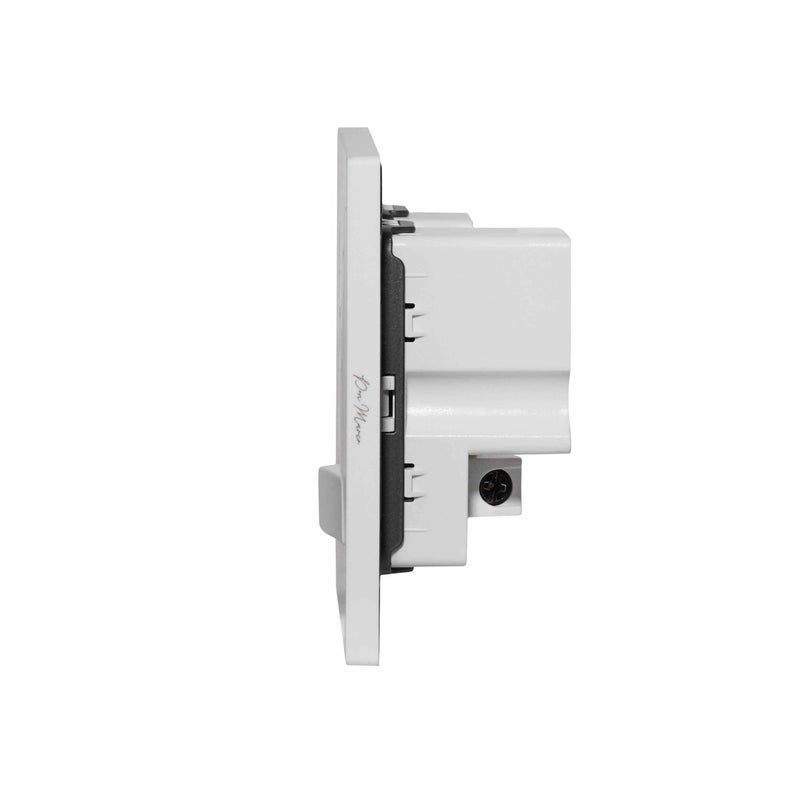 Donmarco مأخذ MF فردي فائق النحافة 13A مع منافذ USB + Type-C (5V 3.1A) – مأخذ كهربائي مقاوم للحريق، ضمان 3 سنوات، تصميم بلاستيكي أنيق (أبيض مطفي) | مأخذ طاقة حائط - Image 3