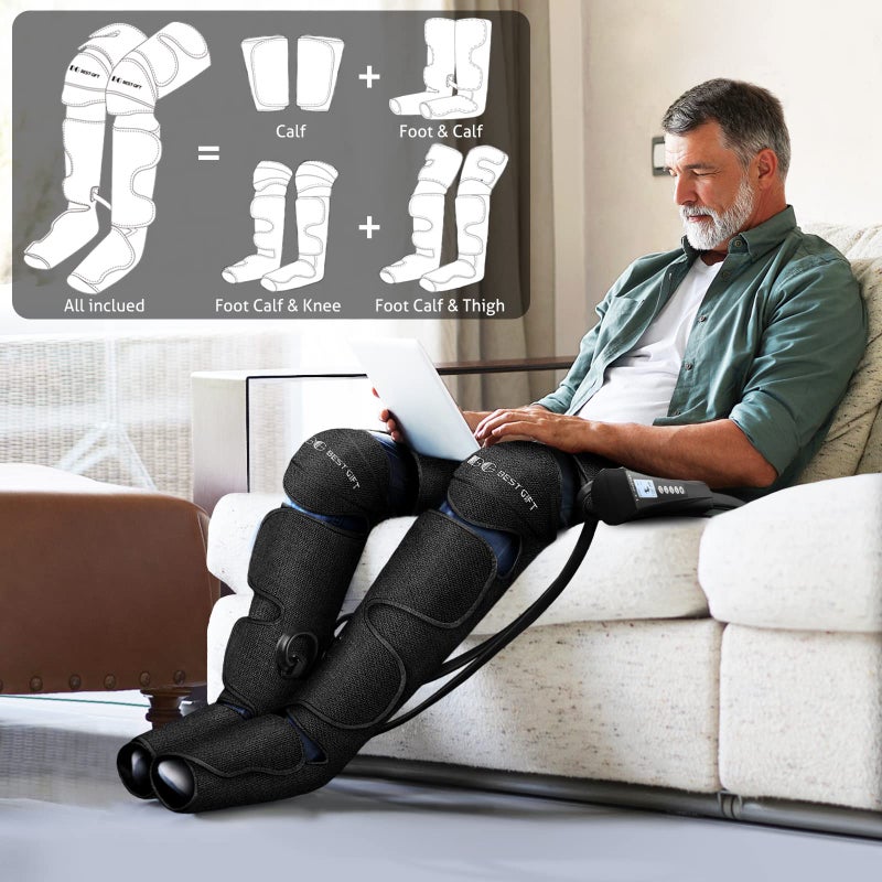 Bestgift Gifts for Dad Mom Men Women Christmas Mother Day Father Day, Air Compression Massager with Heat for Foot,Leg,Calf,Thigh and Knee, Helpful for Vericose Veins, Muscle Fatigue, Cramps, Swelling and Edema - Image 5