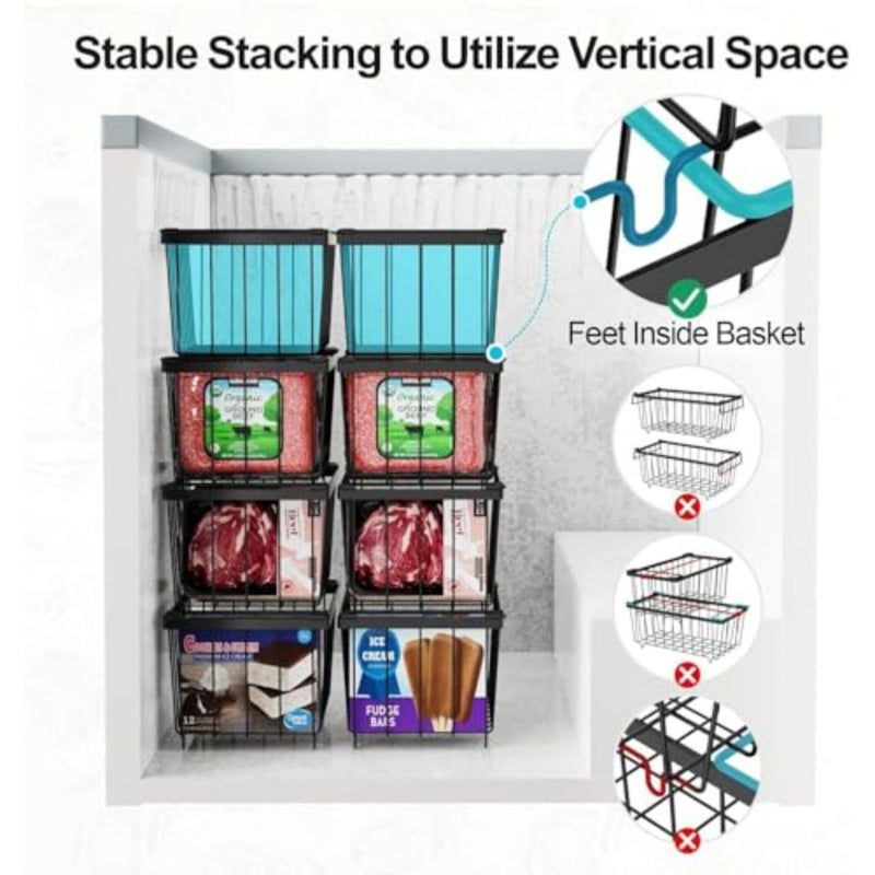Deep Freezer Organizer Bins, Stackable Chest Freezer Organizer Bins for 7 Cu Feet Chest Freezers Organization, Wire Basket for Sorting Frozen Food - Image 3