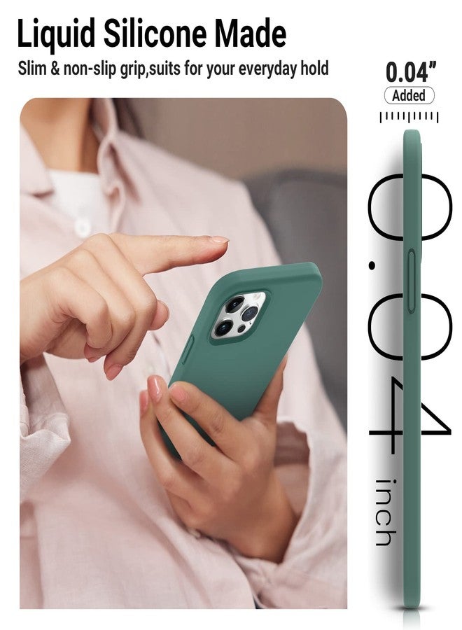AOTESIER Shockproof Designed for iPhone 12 Pro Max Case, Liquid Silicone Phone Case with [Soft Anti-Scratch Microfiber Lining] Drop Protection 6.7 inch Slim Thin Cover, Pine Green - Image 3
