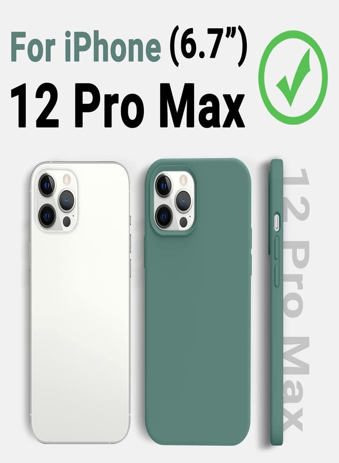 AOTESIER Shockproof Designed for iPhone 12 Pro Max Case, Liquid Silicone Phone Case with [Soft Anti-Scratch Microfiber Lining] Drop Protection 6.7 inch Slim Thin Cover, Pine Green - Image 2