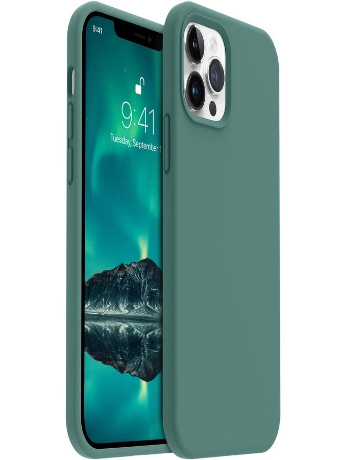 AOTESIER Shockproof Designed for iPhone 12 Pro Max Case, Liquid Silicone Phone Case with [Soft Anti-Scratch Microfiber Lining] Drop Protection 6.7 inch Slim Thin Cover, Pine Green - Image 1