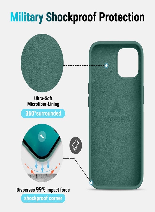 AOTESIER Shockproof Designed for iPhone 12 Pro Max Case, Liquid Silicone Phone Case with [Soft Anti-Scratch Microfiber Lining] Drop Protection 6.7 inch Slim Thin Cover, Pine Green - Image 5