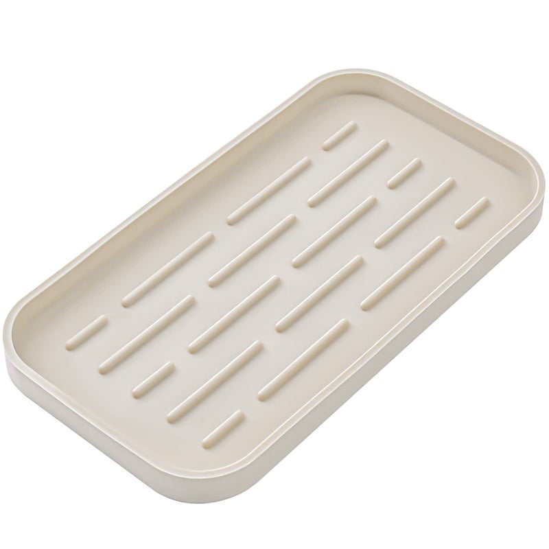 MicoYang Silicone Kitchen Sink Organizer Tray for Multiple UsageEcoFriendly Sponges Holder for Kitchen Bathroom Counter or SinkDish Soap DispenserScrubberBottleCup Tapioca 1053