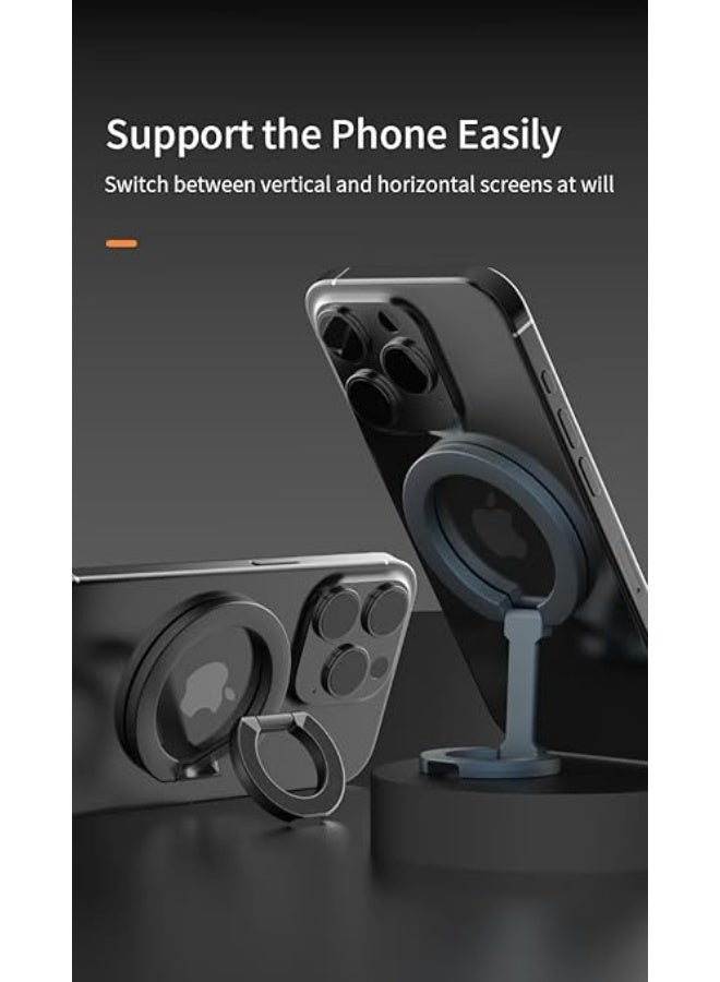 general Magnetic Phone Ring Holder Kickstand – Double-Sided MagSafe Compatible Finger Ring Grip, 360° Rotation Adjustable Phone Stand, Magnetic Suction Bracket for Phones & Magnetic Cases (Black) - Image 3