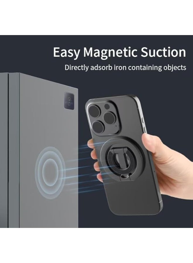 general Magnetic Phone Ring Holder Kickstand – Double-Sided MagSafe Compatible Finger Ring Grip, 360° Rotation Adjustable Phone Stand, Magnetic Suction Bracket for Phones & Magnetic Cases (Black) - Image 5