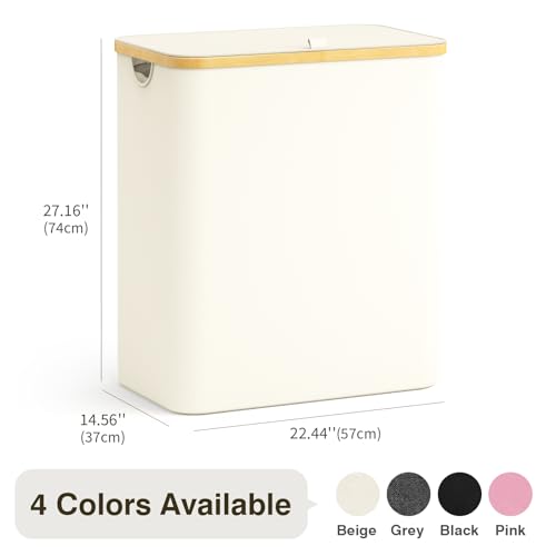 Bathola Hampers for Laundry Basket with Lid, 160L Extra Large Laundry Hamper 3 Section Dirty Clothes Hampers for Laundry Divided Laundry Basket Organizer for Bedroom,Laundry Room, Dirty Clothing Hamper, Beige - Image 2