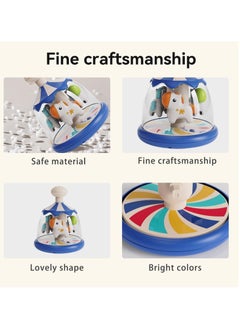 Arabest Press Spin Baby Toy, Tumble Activity Dome Tumble Top Spinning Infants Toy Push Spin, Carousel Colorful Spinning Faces, Activity Learn Cause Effect Toys for 6 Month Plus (Blue)  - Image 2