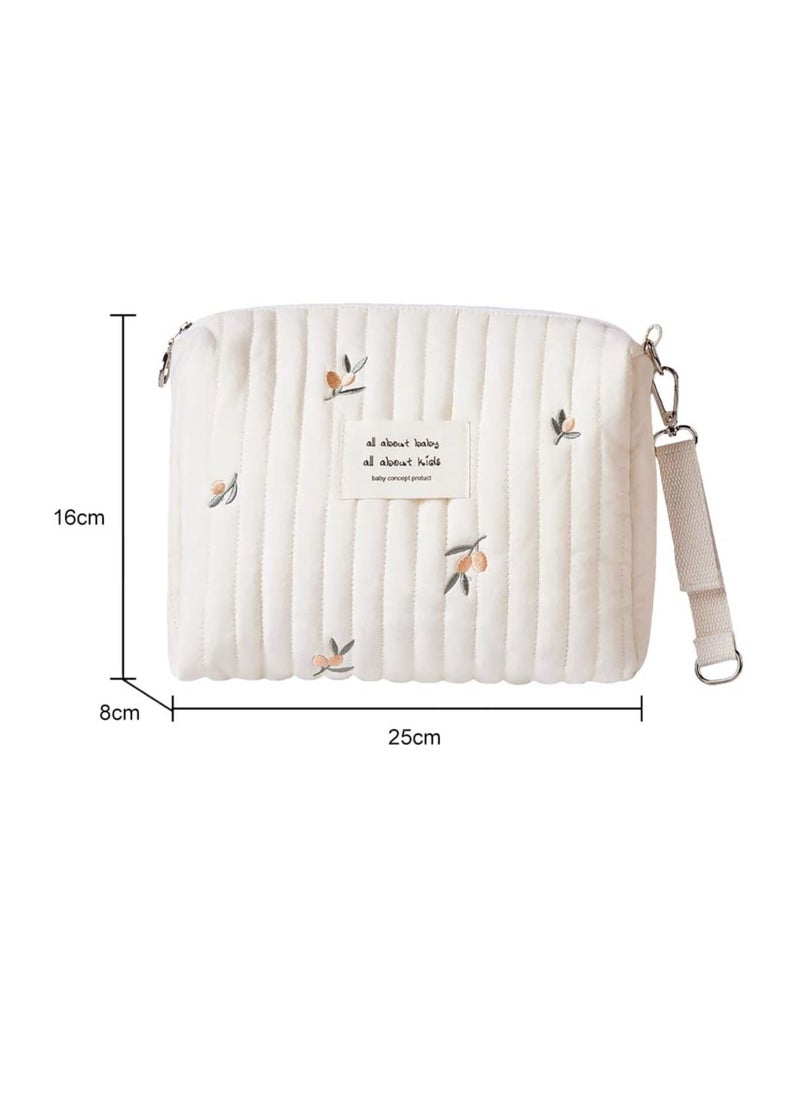 KASTWAVE Baby Small Diaper Bag,Mini Stroller Storage Bag,Quilted Cotton Organizer Pouch,Mommy Bag with Stroller Hooks  - Image 5
