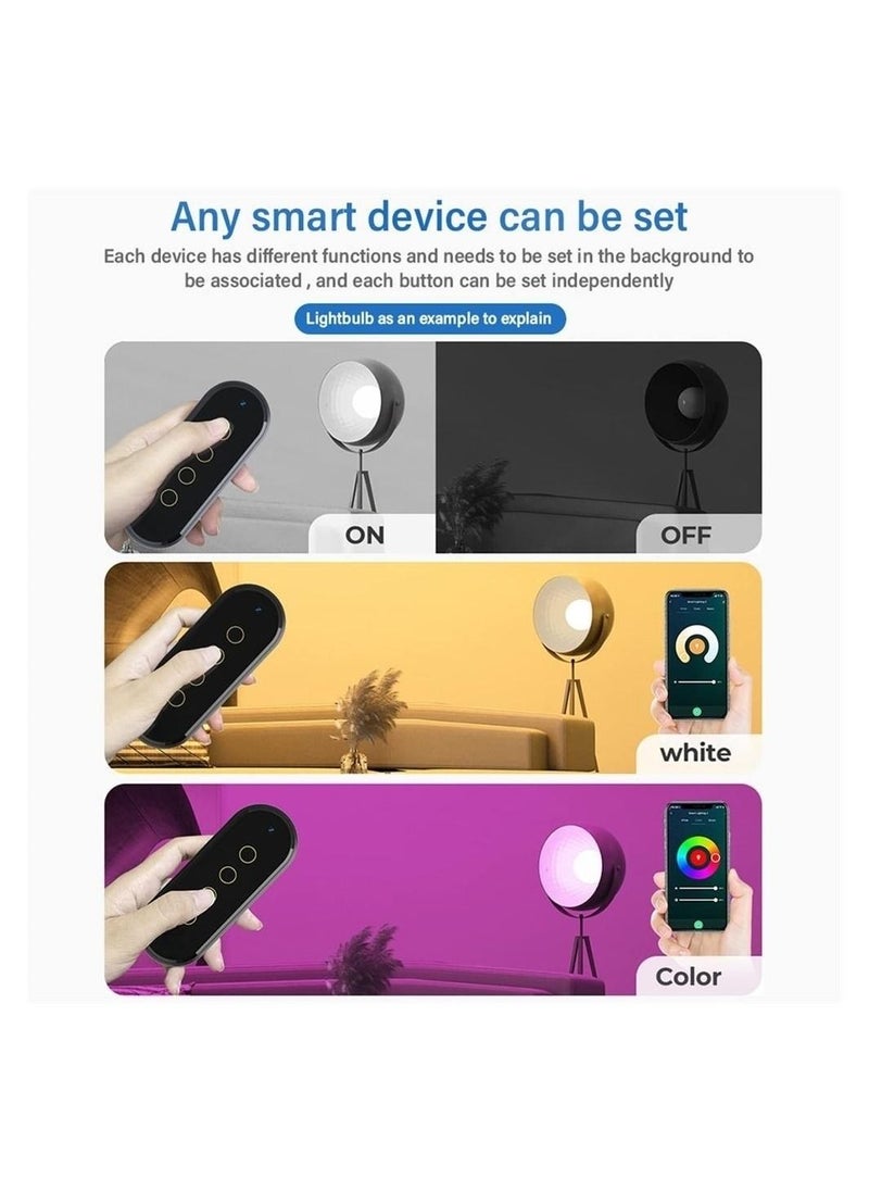 SYOSI - ZigBee Remote, Tuya Smart Remote, WiFi Smart Wall Light Switch, No Wires Required ZigBee Remote Switch with Glass Panel, 4 Gang Smart Switch Black, Work with Tuya APP - Image 1