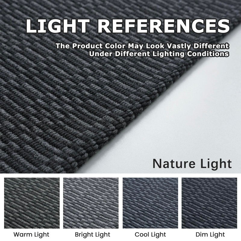 KOZYFLY Washable Entryway Rug 3x5 Ft Area Rugs Cotton Rubber Backed Throw Rugs Indoor Door Mat Kitchen Rugs Braided Floor Carpet for Front Entrance Bathroom Kitchen Living Room, Black/Grey - Image 3