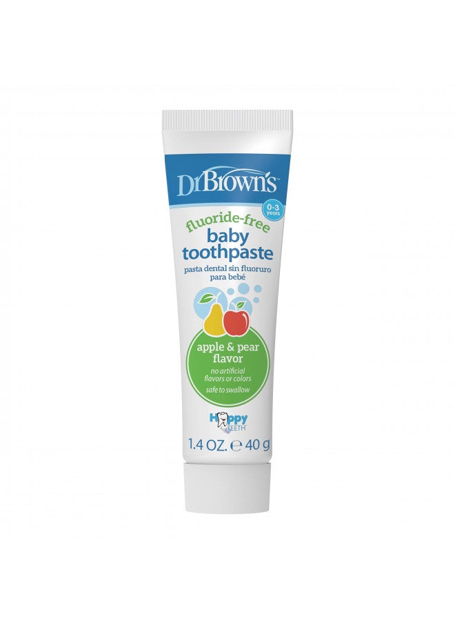 Dr. Brown’s Infant-To-Toddler Training Toothbrush Set, Pink Elephant & Fluoride-Free Baby Toothpaste, Safe To Swallow, Apple Pear, 1-Pack, 1.4Oz/40G, 0-3 Years - Image 2