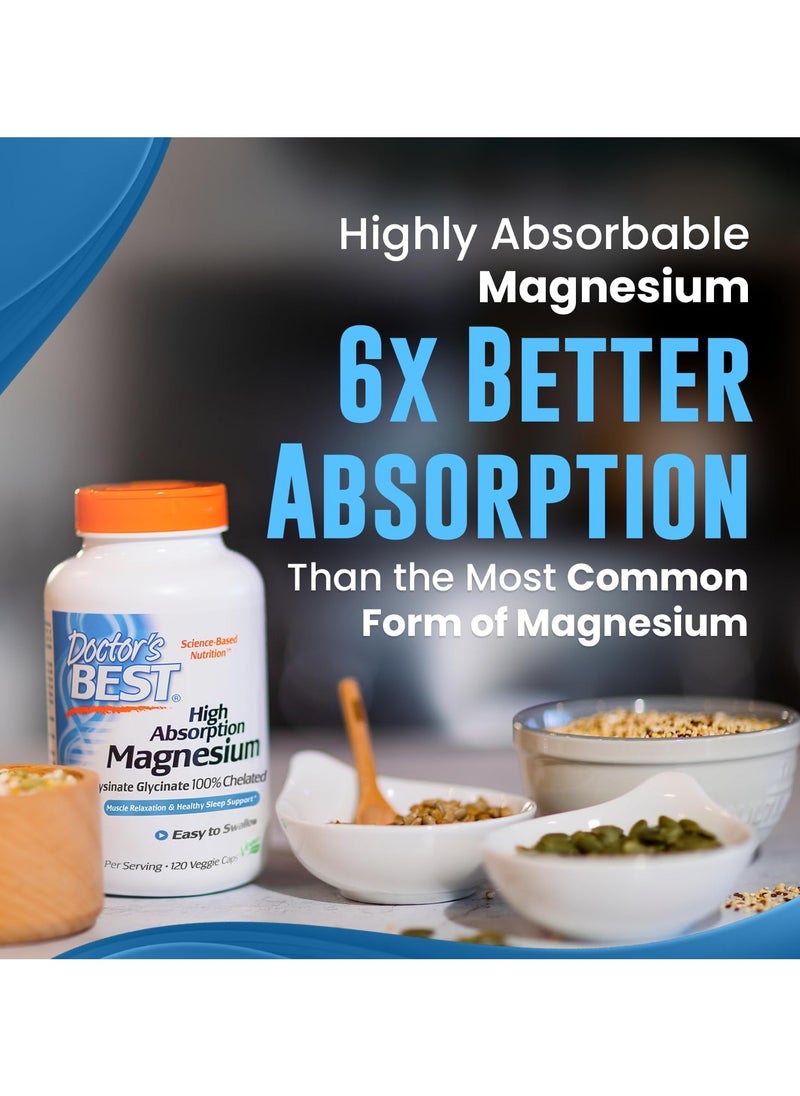 Doctor's BEST High Absorption Magnesium Lysinate Glycinate Easy To Swallow 120 Capsule  - Image 5