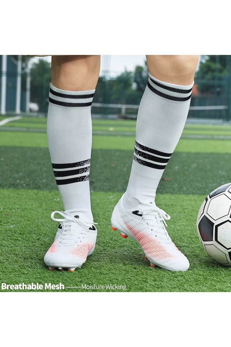 SKY WING Soccer Socks, Sport Knee High Socks Calf Compression Athletic Socks for Mens and Women Running&Training Football Thickening Keep Warm Sock-White-3 Pair - Image 4