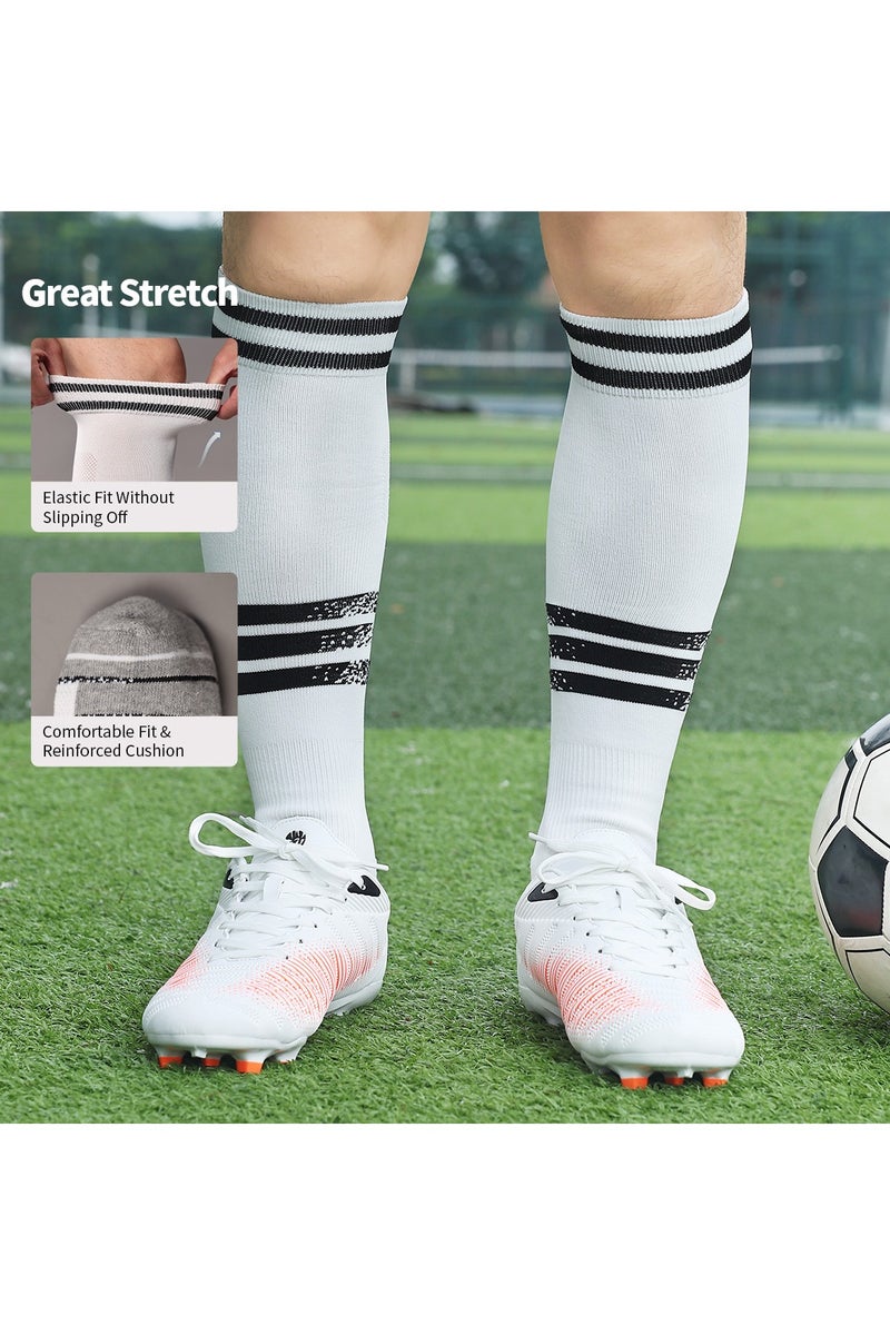 SKY WING Soccer Socks, Sport Knee High Socks Calf Compression Athletic Socks for Mens and Women Running&Training Football Thickening Keep Warm Sock-White-3 Pair - Image 2