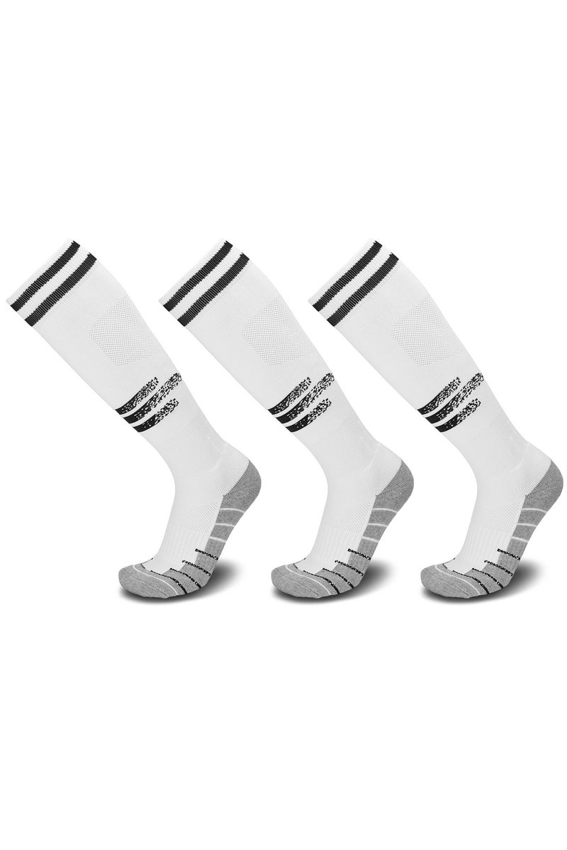 SKY WING Soccer Socks, Sport Knee High Socks Calf Compression Athletic Socks for Mens and Women Running&Training Football Thickening Keep Warm Sock-White-3 Pair - Image 1