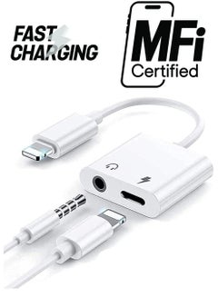 Generic MFi Certified Lightning to 3.5mm Headphones Dongle Jack Adapter for iPhone Fonemax 2 in 1 Headphone Adapter and Aux Audio Adapter& Charger Cable Splitter Compatible for iPhone,iPad  - Image 1