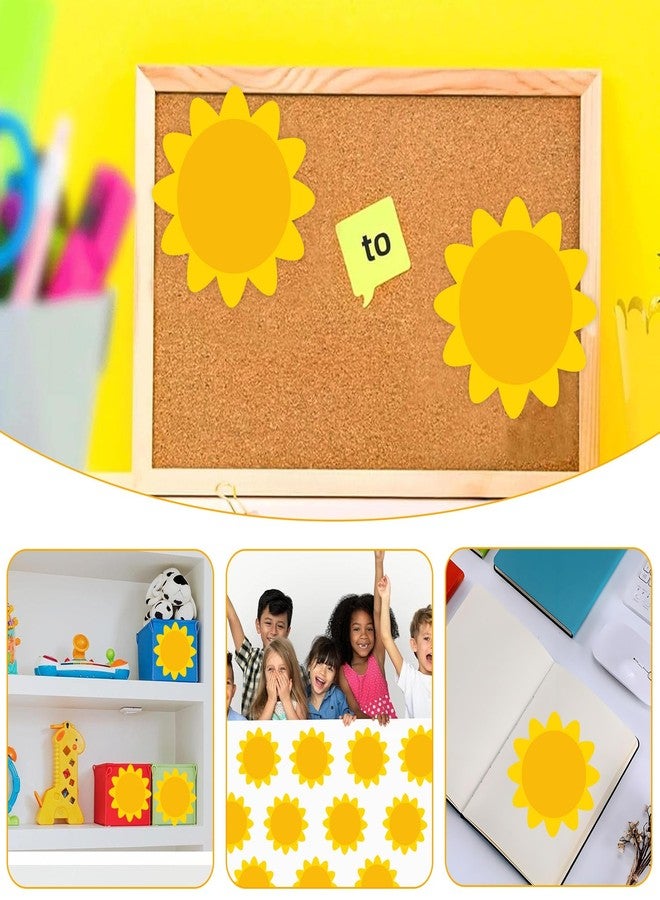 Well Tile 100Pcs Sun Cutouts Cardboard Gold Sun Shape Bulletin Board Decor 4 Inch- Blank Sunshine Paper Shape Creative Supply Die Cut with Glue Points for Classroom Office Home Decor - Image 2
