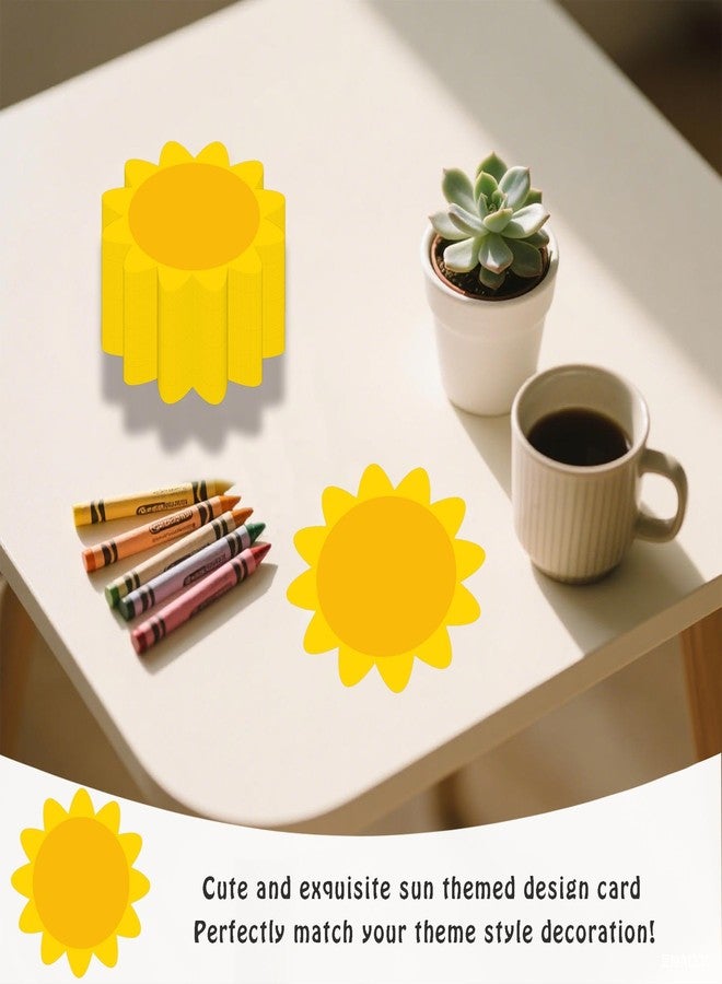 Well Tile 100Pcs Sun Cutouts Cardboard Gold Sun Shape Bulletin Board Decor 4 Inch- Blank Sunshine Paper Shape Creative Supply Die Cut with Glue Points for Classroom Office Home Decor - Image 3
