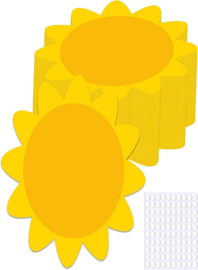 Well Tile 100Pcs Sun Cutouts Cardboard Gold Sun Shape Bulletin Board Decor 4 Inch- Blank Sunshine Paper Shape Creative Supply Die Cut with Glue Points for Classroom Office Home Decor - Image 1
