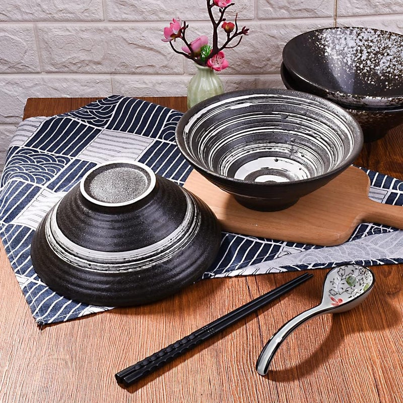 Cerficer 32 OZ Japanese Ramen Bowls Set of 2 Ceramic Noodle Bowls for Soup Cereal Pho BSB - Image 5