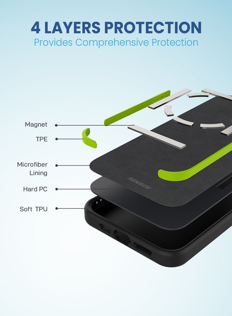 Remson غطاء حماية سيليكون هجين مغناطيسي من ريمسون ماج-إكس متوافق مع آيفون 14 برو (أسود) - Image 5