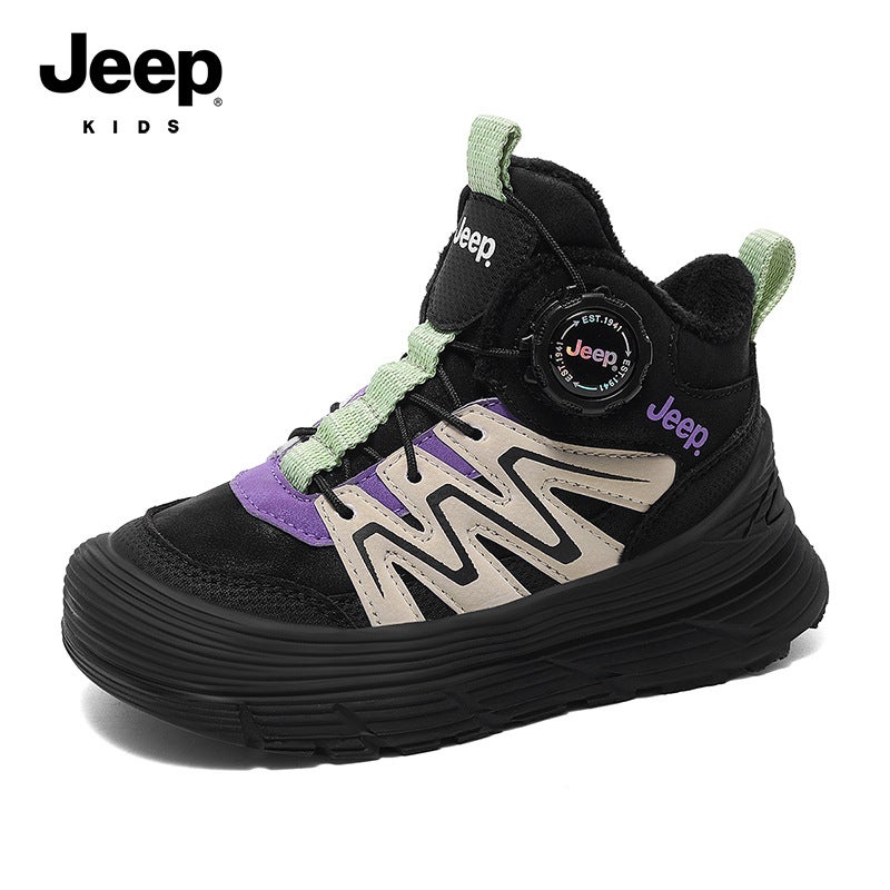 Jee/P Children'S Shoes Fleece-Lined Cotton Shoes Help Boys 6-12 Outdoor Warm Sneaker Girls School Season Joker - Image 1