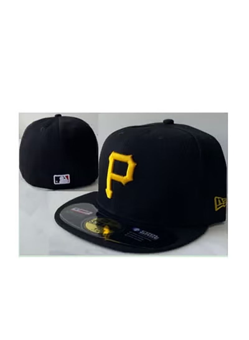 NEW ERA New Era Black Flat - Brimmed Cap, Classic Yellow P Logo Baseball Cap, 61.5cm 