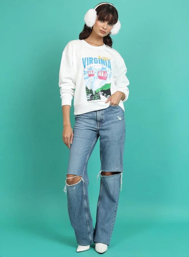 Tokyo Talkies Relaxed Fit Typography Print Sweatshirt by Styli