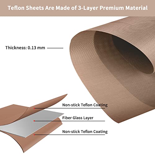 VCHOMY Teflon Sheets for Heat Press,Non-stick Reusable PTFE Teflon Paper Sheet Roll for Cricut Sublimation Heat Transfer,HTV Iron On,Baking (3 Pack 12x16in) - Image 3