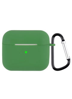 Case Cover Wireless Earphone Silicone Protective Case with Carabiner For AirPods 3 Mustard Green