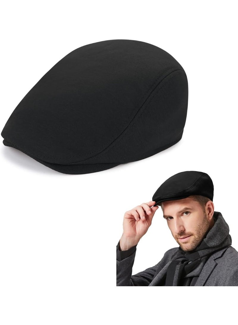 Unisex القطن Newsboy قبعات شقة Ivy غاتسبي سيارة أجرة القيادة Berets قبعة أبي قبعة للرجال النساء قبعة البيسبول قبعة الصيد قبعة سيارة أجرة قبعة الشتاء دافئة خمر Beret-أسود، حجم واحد - Image 1