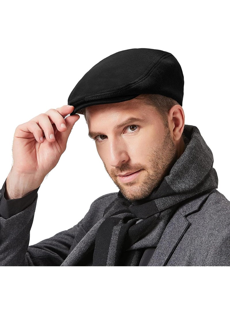 Unisex القطن Newsboy قبعات شقة Ivy غاتسبي سيارة أجرة القيادة Berets قبعة أبي قبعة للرجال النساء قبعة البيسبول قبعة الصيد قبعة سيارة أجرة قبعة الشتاء دافئة خمر Beret-أسود، حجم واحد - Image 2