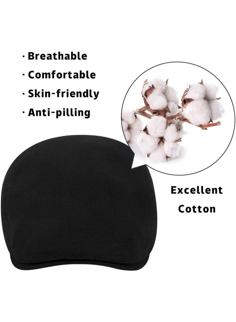 Unisex القطن Newsboy قبعات شقة Ivy غاتسبي سيارة أجرة القيادة Berets قبعة أبي قبعة للرجال النساء قبعة البيسبول قبعة الصيد قبعة سيارة أجرة قبعة الشتاء دافئة خمر Beret-أسود، حجم واحد - Image 4