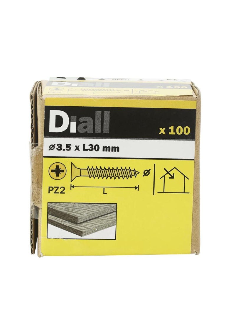 Zinc Plated Carbon Steel Wood Screw Pack 3.5 X 30 Mm 100 Piece