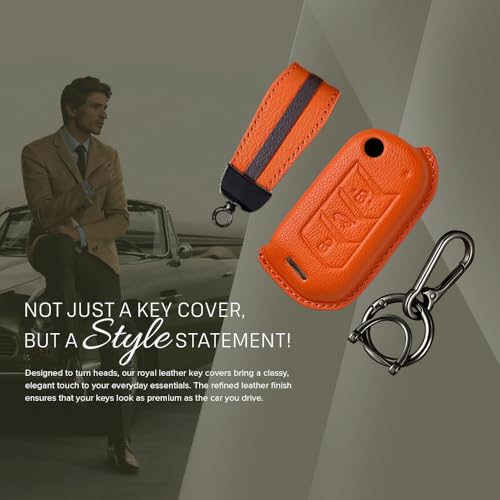 keyzone royal leather key cover for Mahindra Thar Roxx, Thar, Bolero, Scorpio, XUV700, XUV400, XUV3x0, XUV300, TUV300, Marazzo (Celestial Blue) - Image 5