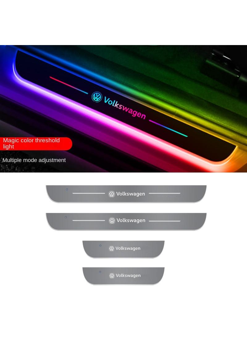 general 4 Pieces Led Car Door Volkswagen Logo Car Threshold Light Door Welcome Pedal Ambient Light Set - Image 1