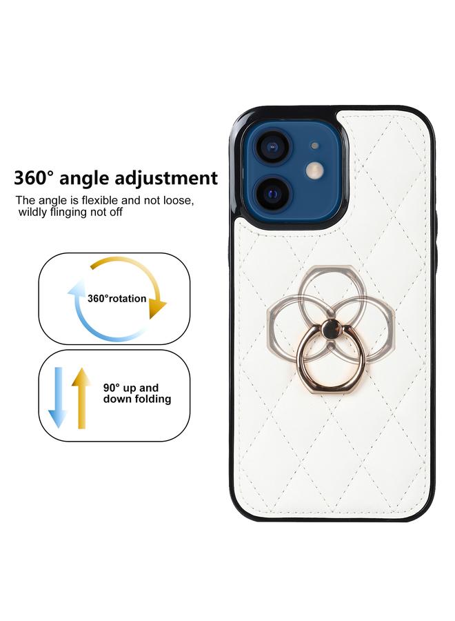 Zaboon Case For iPhone 12 mini Rhombic PU Leather Phone Case with Ring Holder - Image 2