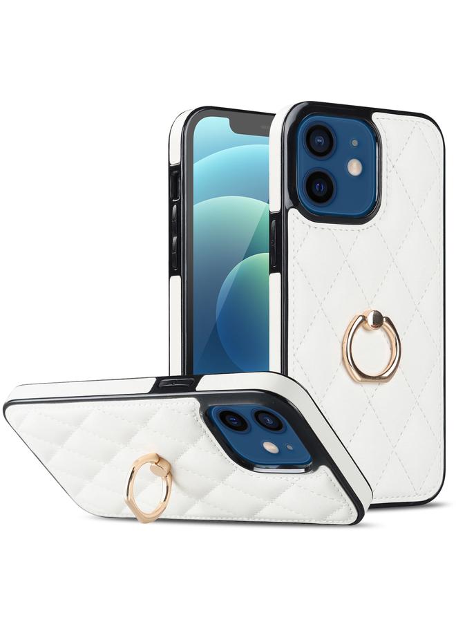 Zaboon Case For iPhone 12 mini Rhombic PU Leather Phone Case with Ring Holder - Image 1